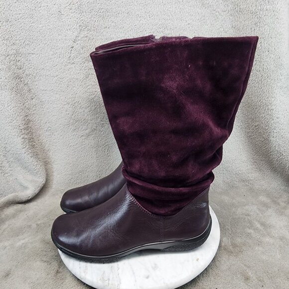 Hotter Shoes Womens Size 8.5 Mystery Purple Suede Zip Mid-Calf Boots *GUC* - Picture 1 of 16